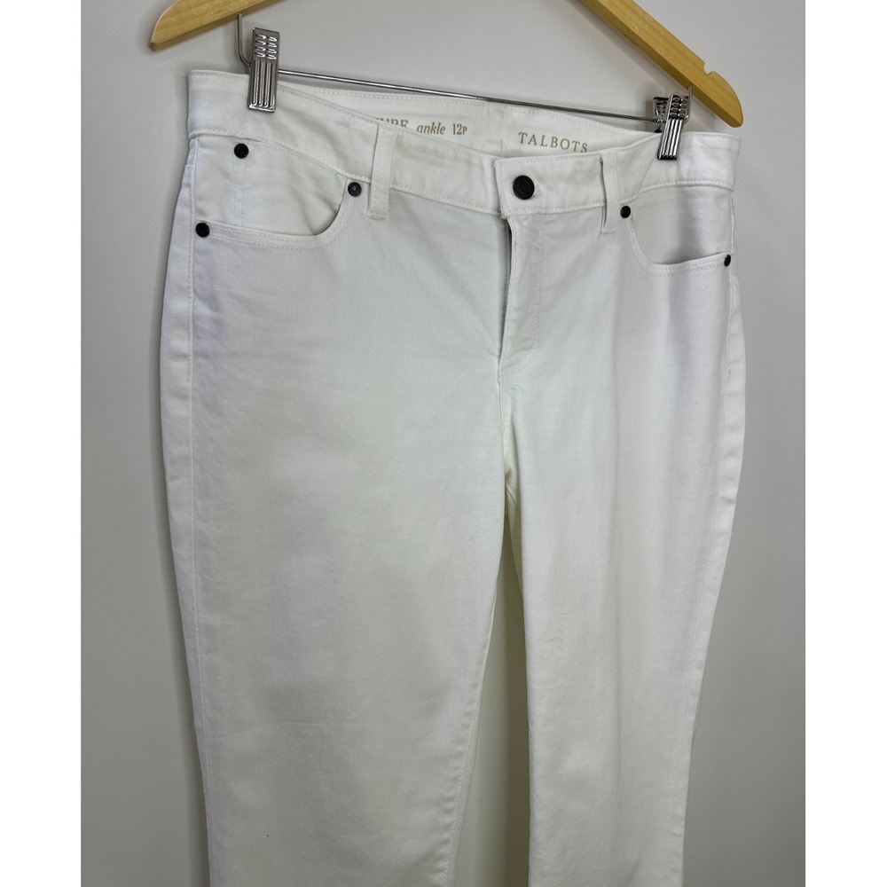 Talbots Signature Ankle Jeans 12P White Cotton Stretch Denim Pants 12 Petite - Picture 3 of 10